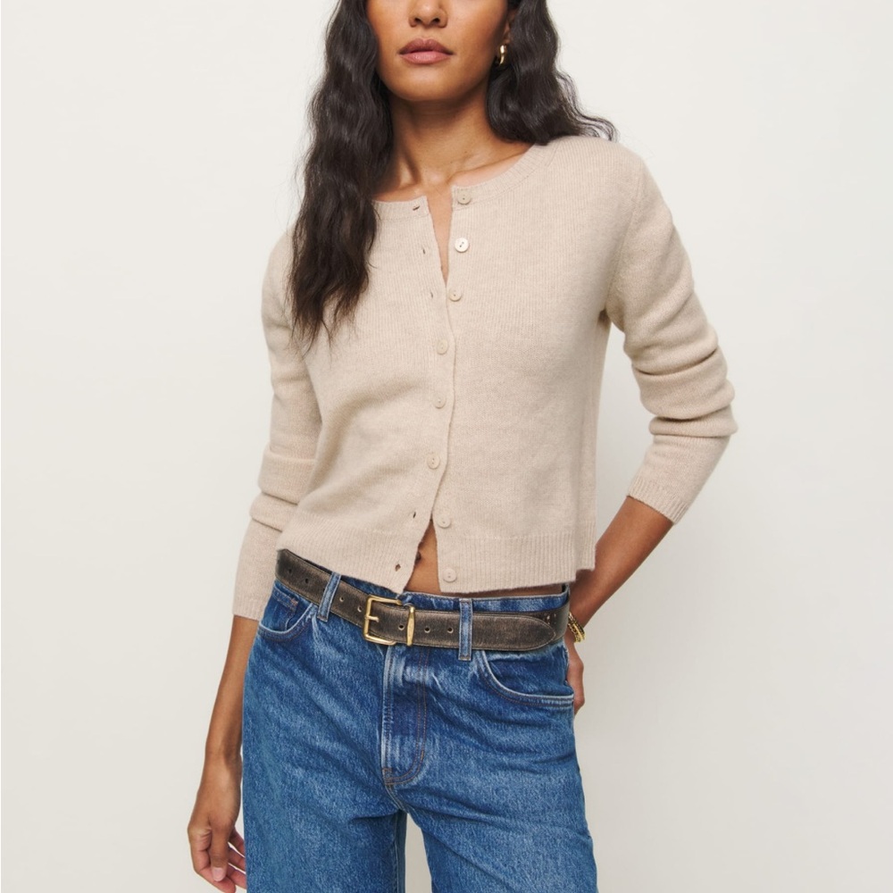 NWT Reformation Clara Cashmere Cardigan in Wheat Size XS
